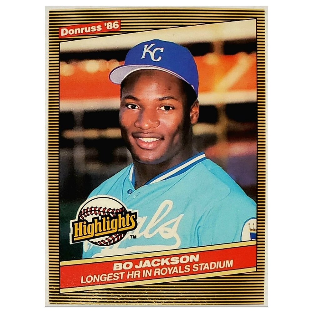 BO JACKSON ROOKIE 1986 DONRUSS HIGHLIGHTS #43 KANSAS CITY ROYALS, TWO-SPORT STAR